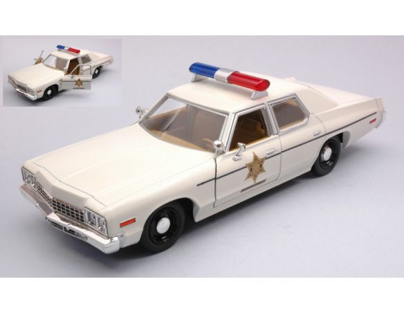 Greenlight GREEN84094 DODGE MONACO 1975 HAZZARD COUNTY SHERIFF CREAM 1:24 Modellino