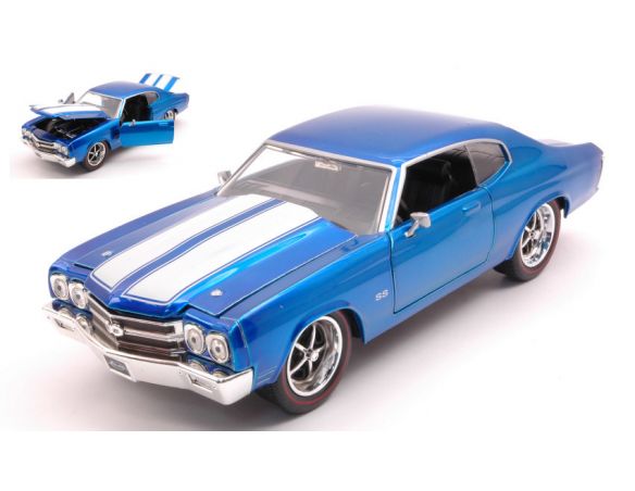 JADA TOYS JADA31450B CHEVY CHEVELLE SS 1970 METALLIC BLUE W/WHITE STRIPES 1:24 Modellino