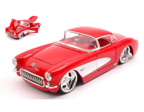 JADA TOYS JADA31451R CHEVROLET CORVETTE 1957 RED/WHITE 1:24 Modellino