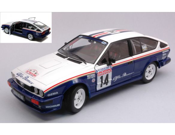 Solido SL1802303 ALFA ROMEO GTV6 N.14 TOUR DE CORSE 1986 Y.LOUBET-J.M.ANDRIE 1:18 Modellino