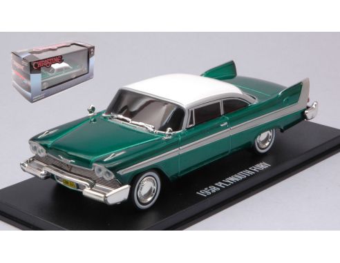 Greenlight GREEN86575GR PLYMOUTH FURY 1958 CHRISTINE 1983 RED W/WHITE ROOF GREEN VERSION 1:43 Modellino