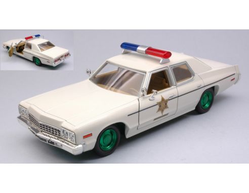Greenlight GREEN84094GR DODGE MONACO 1975 HAZZARD COUNTY SHERIFF CREAM GREEN WHEELS 1:24 Modellino