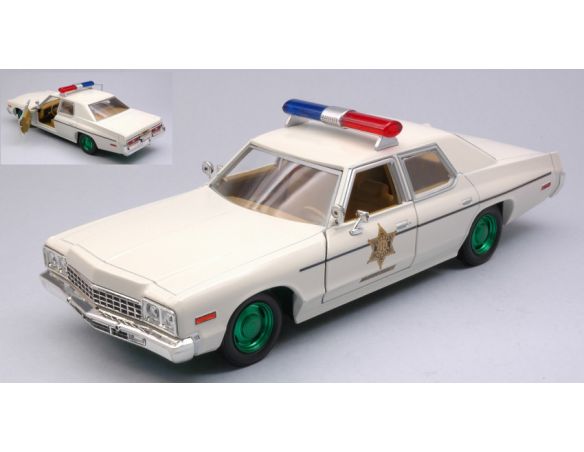 Greenlight GREEN84094GR DODGE MONACO 1975 HAZZARD COUNTY SHERIFF CREAM GREEN WHEELS 1:24 Modellino