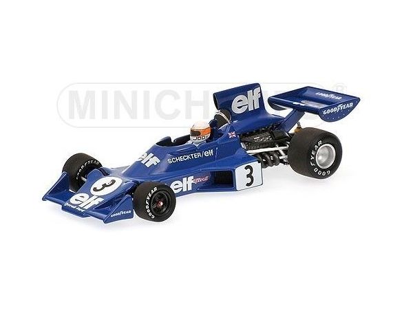 MINICHAMPS 400740003 TYRRELL FORD 007 J. SCHECKTER WINNER SWEDISH GP 1974 Modellino