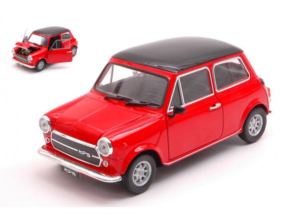 Welly WE22496R MINI COOPER 1300 RED W/BLACK ROOF 1:24 Modellino