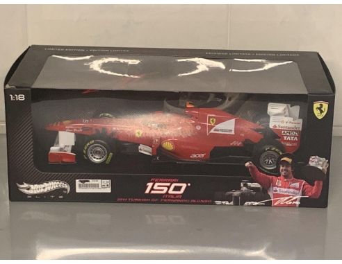 Hot Wheels HWW1198 FERRARI FERNANDO ALONSO 2011 N.5 3rd TURKISH GP 1:18 Scatola Rovinata