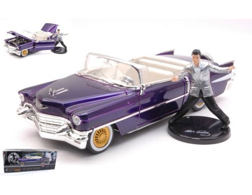 JADA TOYS JADA30985 CADILLAC ELDORADO 1956 WITH ELVIS PRESLEY FIGURE PURPLE 1:24 Modellino