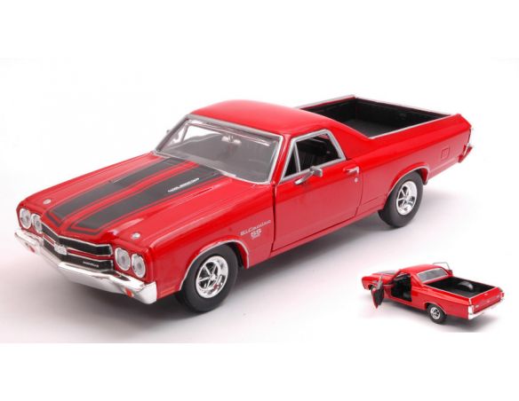 Motormax MTM79347R CHEVROLET EL CAMINO SS 396 1970 RED W/BLACK STRIPES 1:24 Modellino