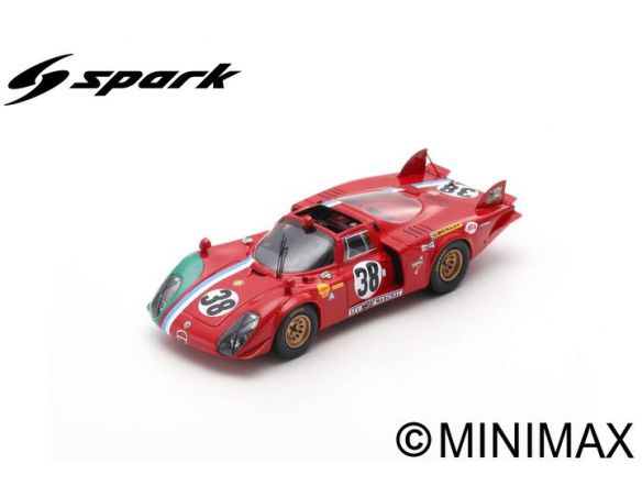 Spark Model S8801 ALFA ROMEO T33/2 N.38 ACCIDENT LM 1969 G.GOSSELIN-C.BOURGOIGNIE 1:43 Modellino