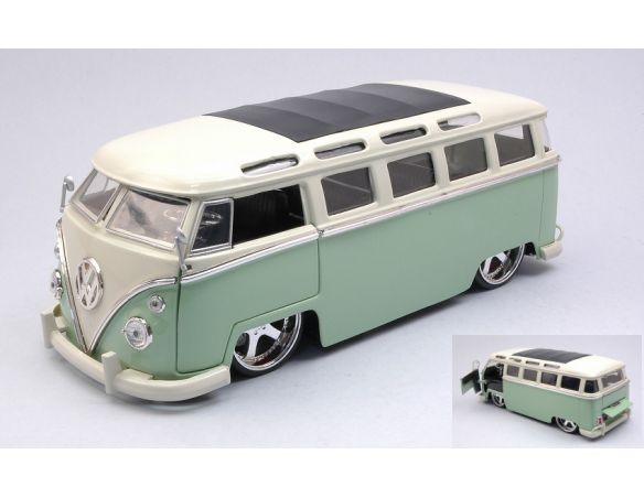JADA TOYS JADA99025 VW BUS 1962 LIGHT GREEN/WHITE 1:24 Modellino