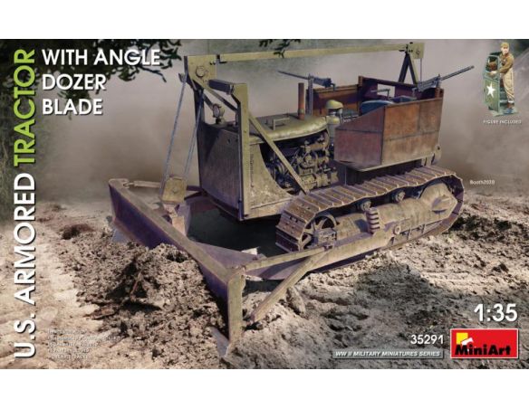 Miniart MIN35291 U.S.ARMORED TRACTOR WITH ANGLE DOZER BLADE KIT 1:35 Modellino