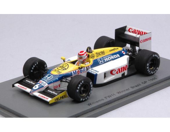 Spark Model S7480 WILLIAMS FW11 NELSON PIQUET 1986 N.6 WINNER BRAZILIAN GP 1:43 Modellino