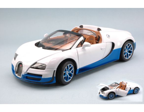 RASTAR RAT43900WB BUGATTI VEYRON 16.4 GRAND SPORT 2012 WHITE/BLUE 1:18 Modellino
