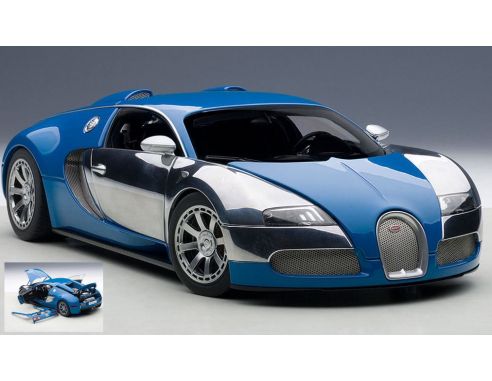 AUTOART AA70956 BUGATTI VEYRON 2009 ED.CENTENAIRE SILVER/BLUE 1:18 Modellino