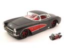 JADA TOYS JADA96806BKR CHEVY CORVETTE 1957 BLACK W/RED WHEELS 1:24 Modellino