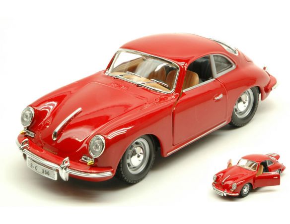 BBURAGO BU22079R PORSCHE 356 B COUPE  1961 RED 1:24 Modellino