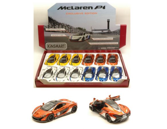 KINSMART KT5393DF MC LAREN P1 2016 WITH WING & STRIPES 1:36 Modellino KINSMART KT5393DF MC LAREN P1 2016 WITH WING & STRIPES 1:36 Modellino