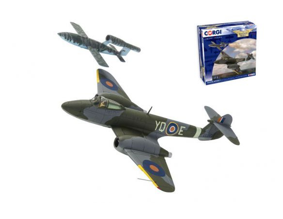 CORGI AA27403 GLOSTER METEOR F.1 DIXIE DEAN RAF N.616 SQUADRON AND FIESELER 1:72 Modellino