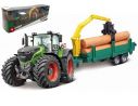 BBURAGO BU31651 FENDT 1050 VARIO TRACTOR + TRAILER WOODEN LOGS cm 26 Modellino