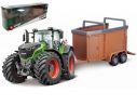 BBURAGO BU31652 FENDT 1050 VARIO TRACTOR + TRAILER HORSES BOX cm 26 Modellino