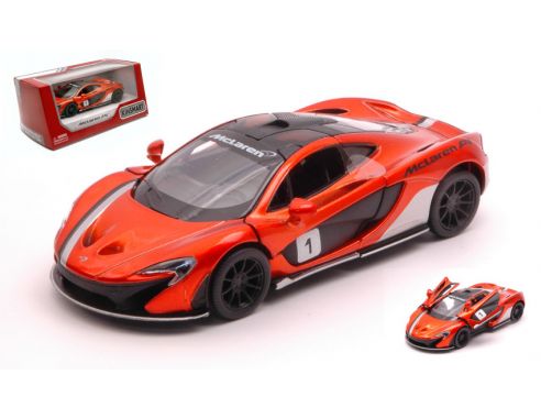 KINSMART KT5393WFO MC LAREN P1 WITH STRIPES ORANGE METALLIC cm 12 BOX Modellino
