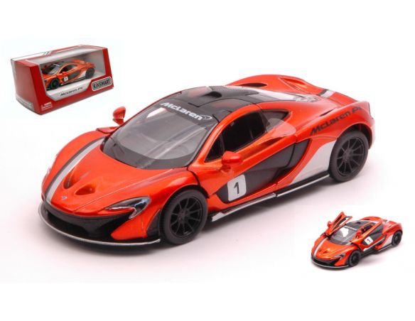KINSMART KT5393WFO MC LAREN P1 WITH STRIPES ORANGE METALLIC cm 12 BOX Modellino