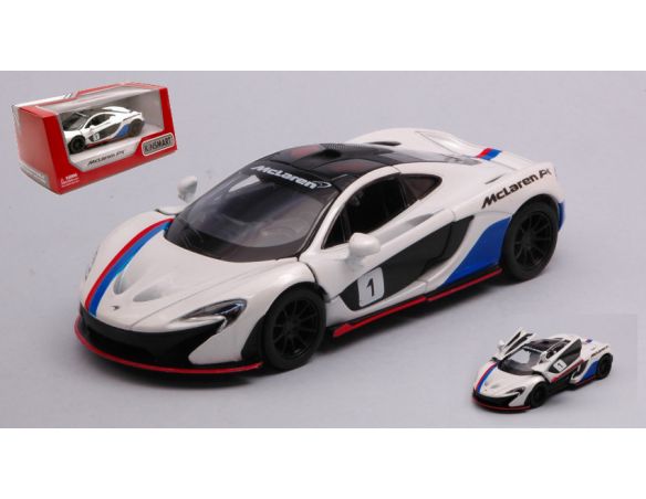 KINSMART KT5393WFW MC LAREN P1 WITH STRIPES WHITE/BLUE cm 12 BOX Modellino
