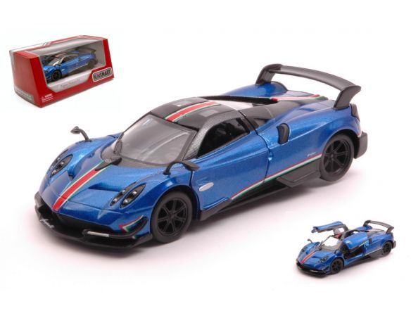 KINSMART KT5400WFB PAGANI HUAYRA BC WITH PRINTING & WING BLUE cm 12 BOX Modellino