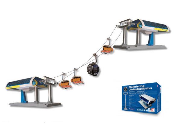 PRODUTTORI VARI JC84493 FUNIVIA C/MOTORE + CABINA + 3 SEGGIOVIE BOX cm 62x42x22 Modellino