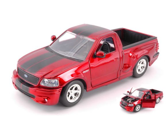 JADA TOYS JADA30357R FORD F-150 SVT LIGHTNING 1999 METALLIC RED W/BLACK STRIPES cm 20 Modellino