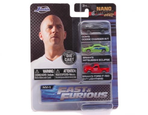 JADA TOYS JADA31123 BLISTER 3 AUTO NANO HOLLYWOOD FAST & FURIOUS cm 4 Modellino