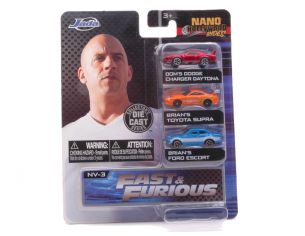 JADA TOYS JADA31124 BLISTER 3 AUTO NANO HOLLYWOOD FAST & FURIOUS cm 4 Modellino