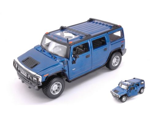 MAISTO MI31231B HUMMER H2 SUV 2003 METALLIC BLUE 1:27 Modellino