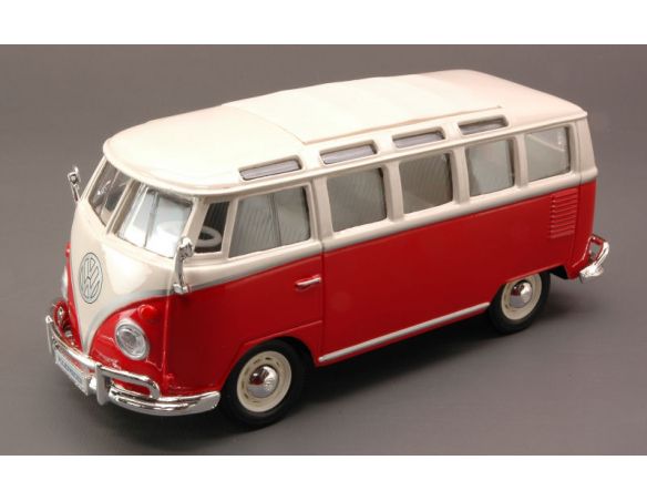 MAISTO MI31956R VW T2 VAN SAMBA 1962 RED W/WHITE ROOF 1:25 Modellino