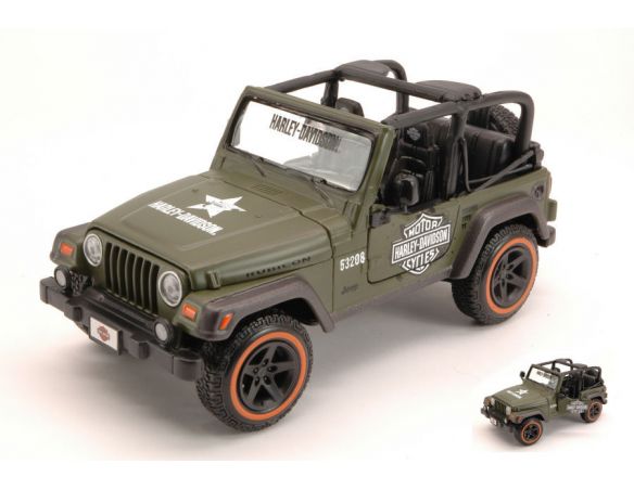 MAISTO MI32190G JEEP WRANGLER RUBICON HARLEY DAVIDSON GREEN 1:27 Modellino