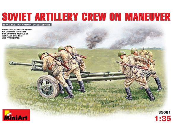 MINIART MIN35081 SOVIET ARTILLERY CREW ON MANEUVER KIT 1:35 Modellino