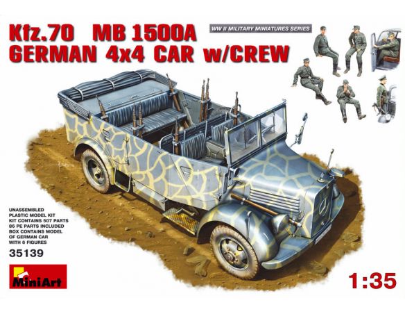 MINIART MIN35139 KFZ.70 GERMAN 4x4 CAR W/CREW KIT 1:35 Modellino