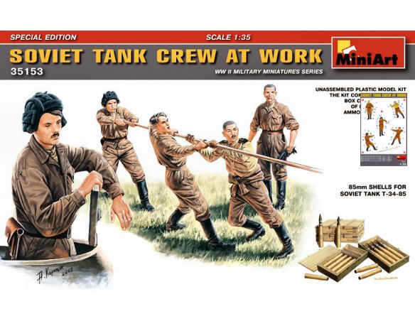 MINIART MIN35153 SOVIET TANK CREW AT WORK KIT 1:35 Modellino