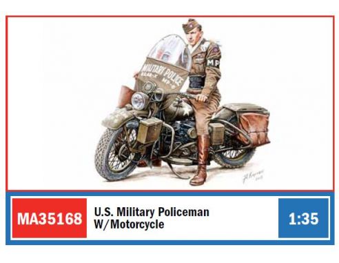 MINIART MIN35168 U.S.MILITARY POLICEMAN W/MOTORCYCLE KIT 1:35 Modellino