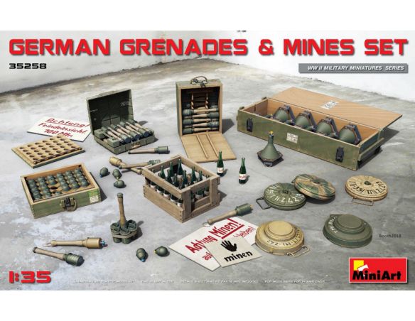 MINIART MIN35258 GERMAN GRENADES & MINES SET KIT 1:35 Modellino