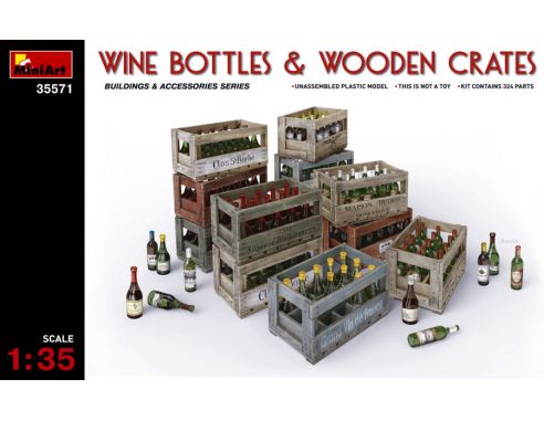 MINIART MIN35571 WINE BOTTLE & WOODEN CRATES KIT 1:35 Modellino