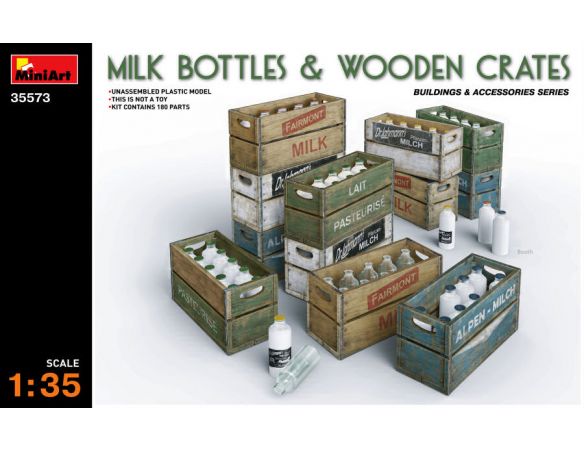 MINIART MIN35573 MILK BOTTLE & WOODEN CRATES KIT 1:35 Modellino