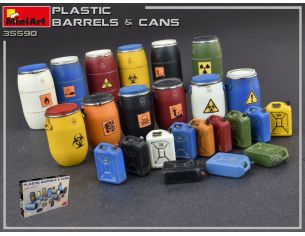 MINIART MIN35590 PLASTIC BARRELS & CANS KIT 1:35 Modellino