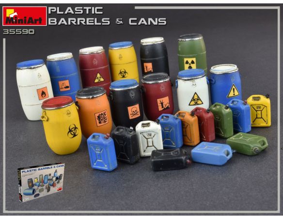 MINIART MIN35590 PLASTIC BARRELS & CANS KIT 1:35 Modellino