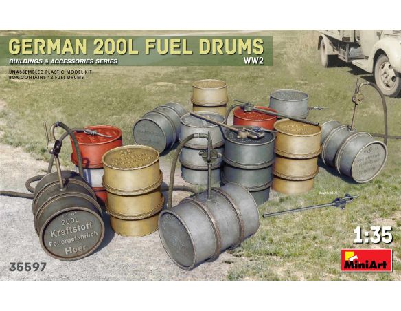 MINIART MIN35597 GERMAN 200 L FUEL DRUM SET WWII KIT 1:35 Modellino