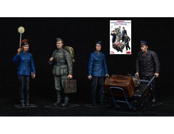 MINIART MIN38010 GERMAN TRAIN STATION STAFF 1930-40 KIT 1:35 Modellino