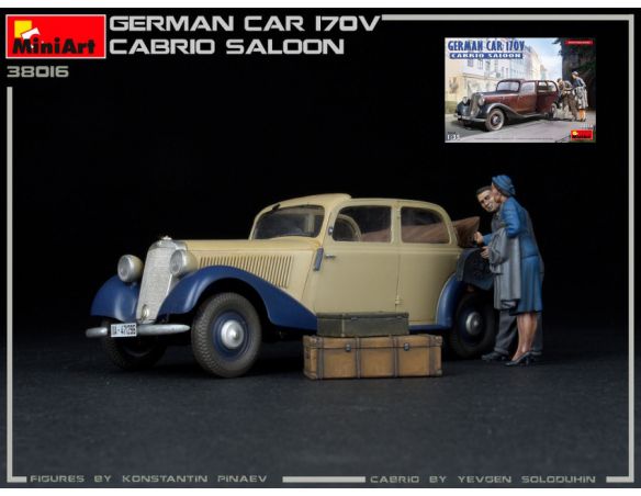 MINIART MIN38016 GERMAN CAR 170V CABRIO SALOON KIT 1:35 Modellino