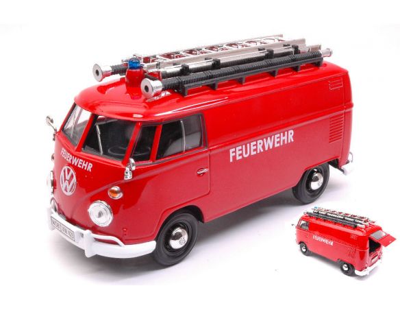 MOTORMAX MTM79564 VW TYPE 2 (T1) DELIVERY VAN FEUERWEHR W/LADDER ON THE ROOF 1:24 Modellino