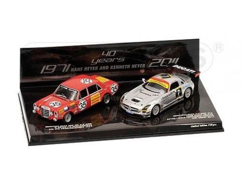 Minichamps PM402711100 MERCEDES SLS AMG GT3 24H DUBAI 2011/MERCED.SEL 6.8 AMG 24H SPA 1971 1:43 Modellino