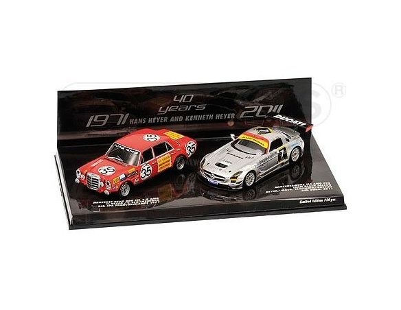 Minichamps PM402711100 MERCEDES SLS AMG GT3 24H DUBAI 2011/MERCED.SEL 6.8 AMG 24H SPA 1971 1:43 Modellino